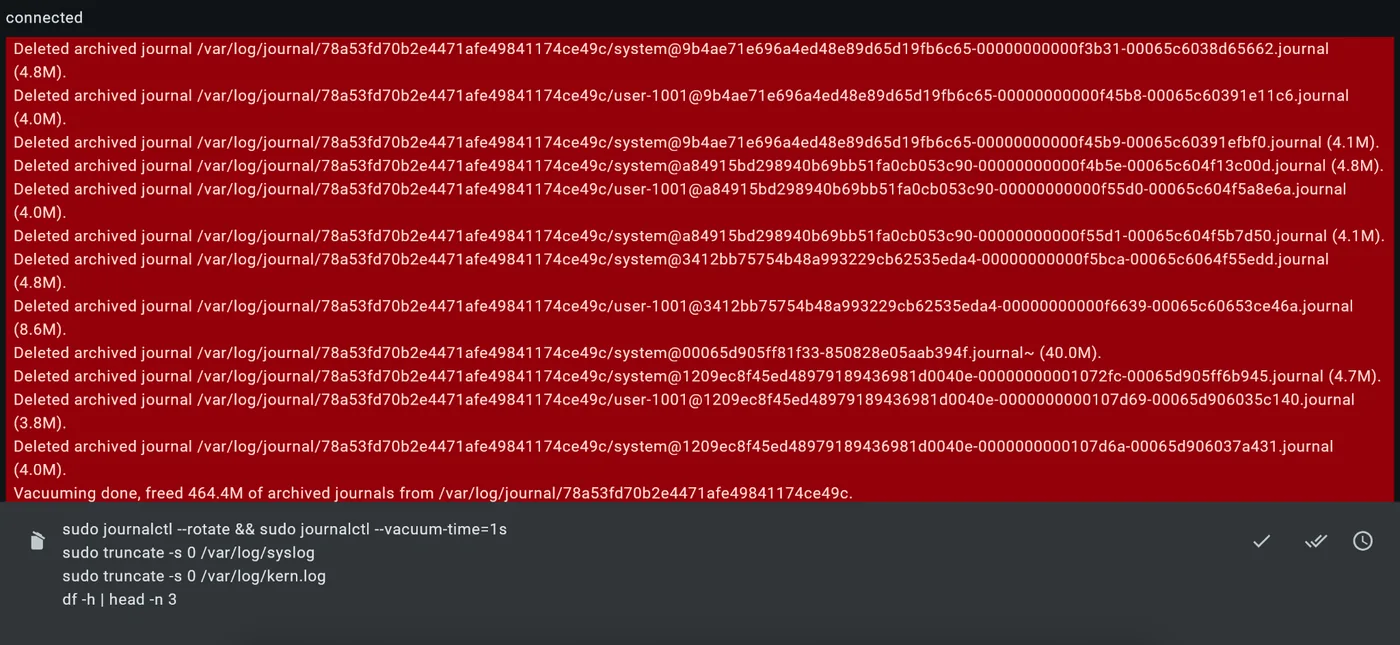 Example of archived journal removal