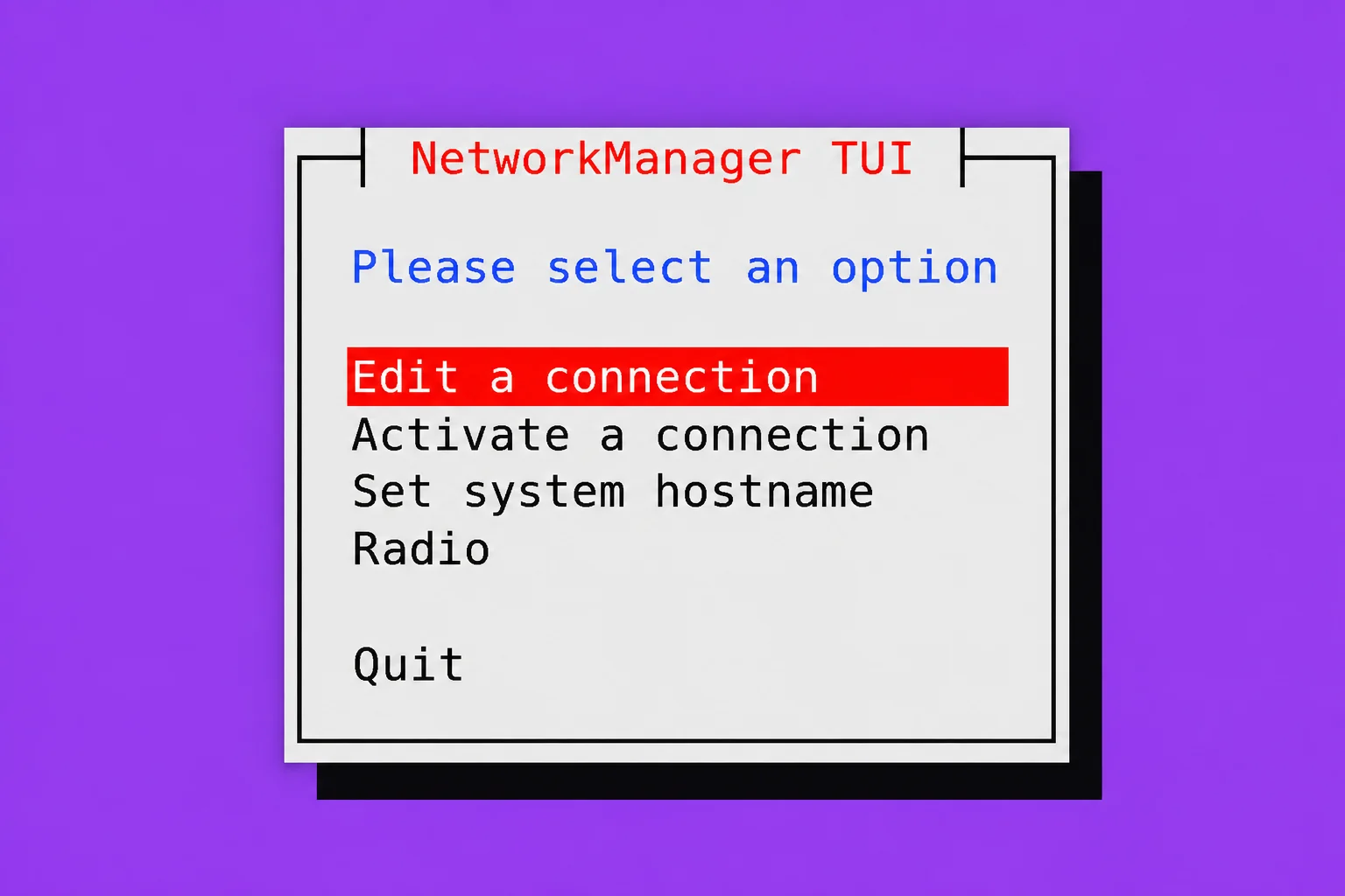 NetworkManager TUI menu