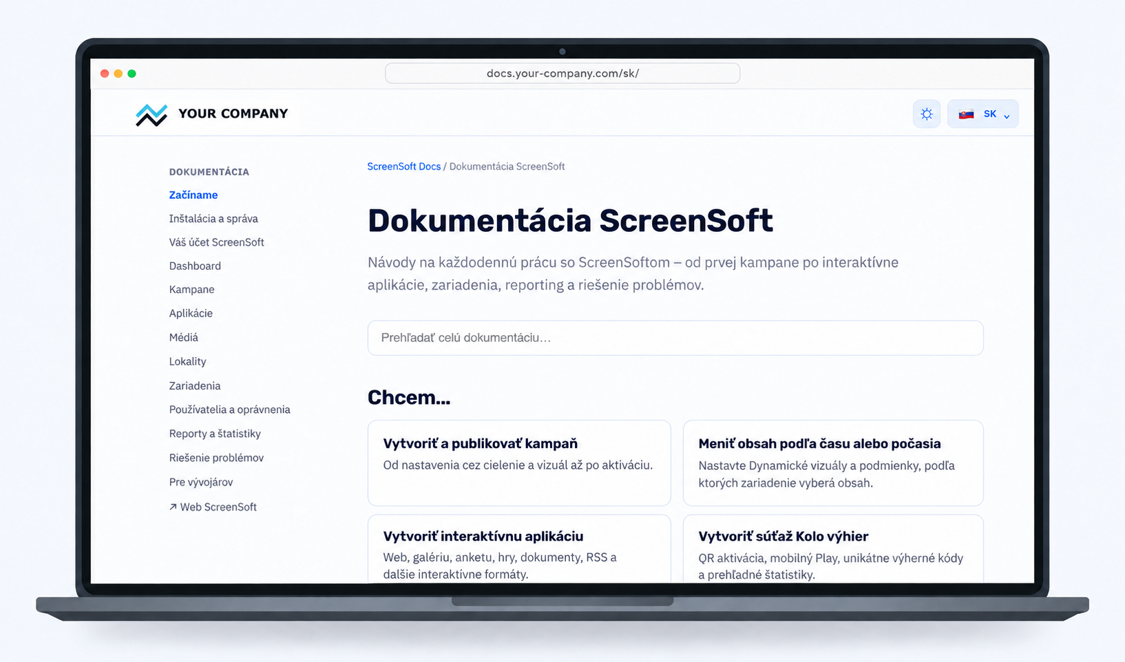 Dokumentácia White Label v slovenčine s logom partnera vľavo hore a vlastnou doménou
